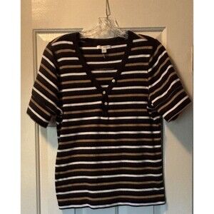 Free Assembly XXL Women's Navy / White Stripe Sweater Short Sleeve Pullover